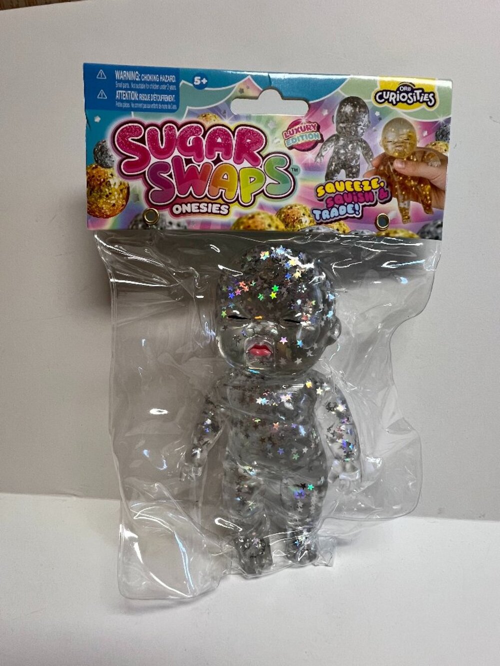 Orb Curiosities Sugar Swaps Luxury Edition Squishy Star Glitter Clear Silver Toy